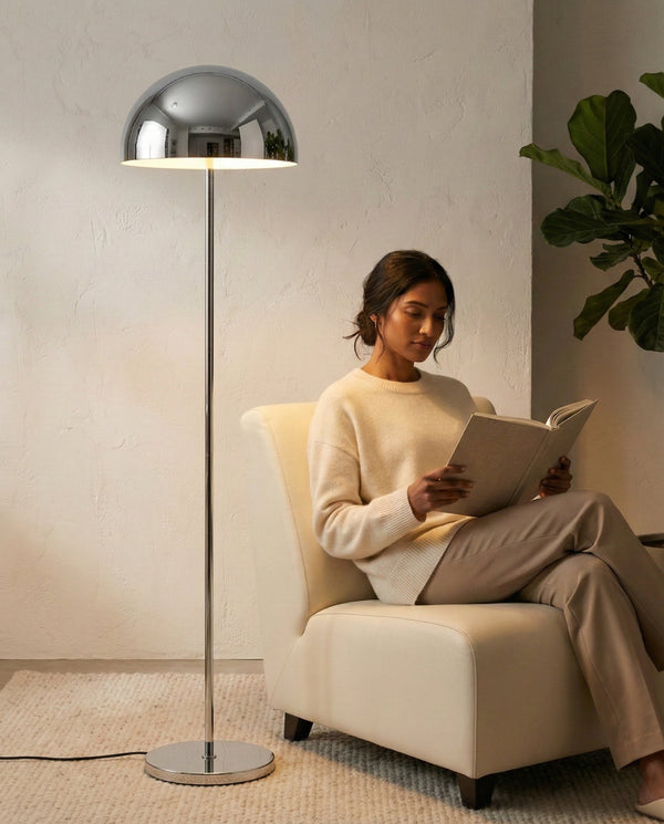 Mirror-Polished Chrome Dome Floor Lamp