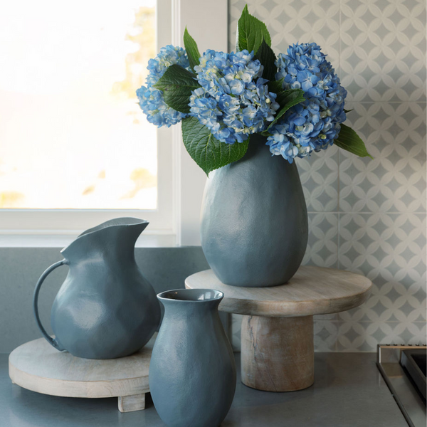 Matte Grey Aluminum Handled Vase