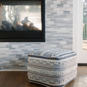 Woven Stripe Loop Pouf Ottoman