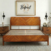 Geometric Parquet Wood Bed Frame
