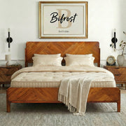 Geometric Parquet Wood Bed Frame