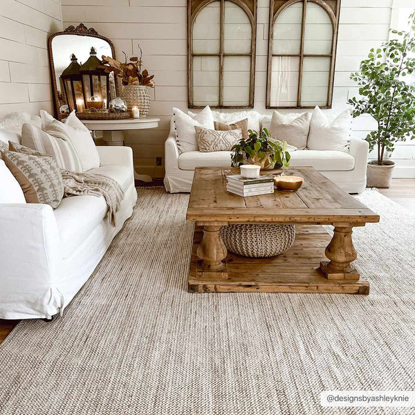 Woven Texture Beige Area Rug