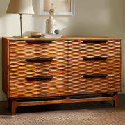 Wave-Front Solid Wood Six-Drawer Dresser — styled in a complete room vignette