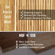 Fluted Acacia Wood Bed Frame