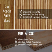 Fluted Acacia Wood Bed Frame