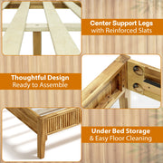 Fluted Acacia Wood Bed Frame