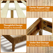 Fluted Acacia Wood Bed Frame
