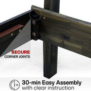 Slatted Wood-Grain Platform Bed Frame