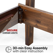 Slatted Wood-Grain Platform Bed Frame