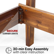 Slatted Wood-Grain Platform Bed Frame
