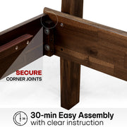 Slatted Wood-Grain Platform Bed Frame