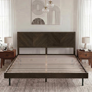 Chevron Hevea Wood Platform Bed
