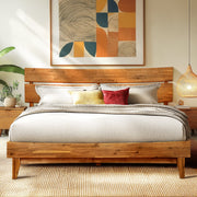 Slatted Wood-Grain Platform Bed Frame — alternate angle showing full form