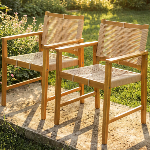 Rope-Woven Eucalyptus Outdoor Armchair