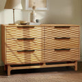 Wave-Front Solid Wood Six-Drawer Dresser — Solid wood dresser with carved wave fronts and six deep drawers