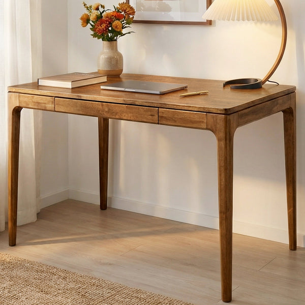 Rubber Wood Writing Desk with Drawers