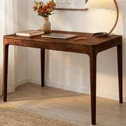 Rubber Wood Writing Desk with Drawers — alternate angle showing full form