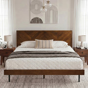 Chevron Hevea Wood Platform Bed