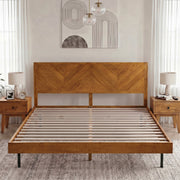 Chevron Hevea Wood Platform Bed