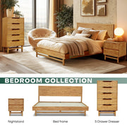 Elara Solid Wood Dresser with 5 Drawers — detail of finish and surface variation