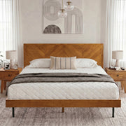 Chevron Hevea Wood Platform Bed
