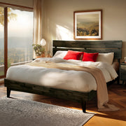 Close-up of slatted wood construction and grain detail — Slatted Wood-Grain Platform Bed Frame