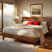 Slatted Wood-Grain Platform Bed Frame — packaging and unboxing view