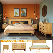 Wave-Front Solid Wood Six-Drawer Dresser styled in a bedroom with a ceramic dish and candle