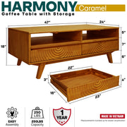 Carved Rubberwood Storage Coffee Table — alternate view or variant option