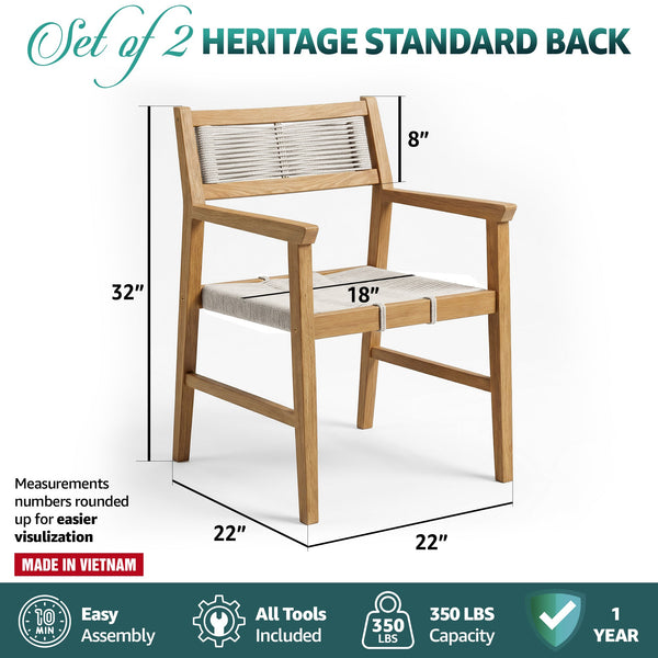 Rope-Woven Eucalyptus Outdoor Armchair Set