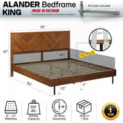 Chevron Hevea Wood Platform Bed