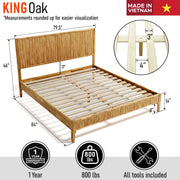 Fluted Acacia Wood Bed Frame