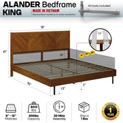 Chevron Hevea Wood Platform Bed
