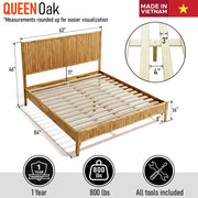 Fluted Acacia Wood Bed Frame