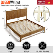 Fluted Acacia Wood Bed Frame