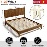 Fluted Acacia Wood Bed Frame