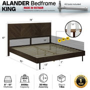 Chevron Hevea Wood Platform Bed