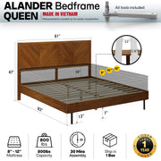 Chevron Hevea Wood Platform Bed