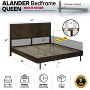 Chevron Hevea Wood Platform Bed