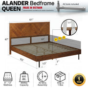 Chevron Hevea Wood Platform Bed