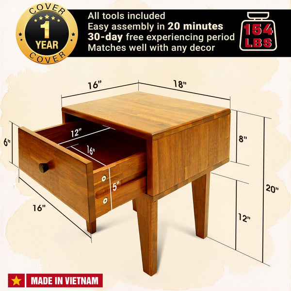 Mid-Century Wood-Grain Nightstand