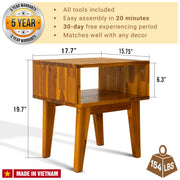 Open-Shelf Acacia Wood Nightstand — additional product view 26