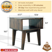 Open-Shelf Acacia Wood Nightstand — additional product view 12