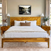 Chevron Parquet Solid Wood Bed Frame