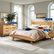 Carved Hevea Wood Six-Drawer Dresser — detail of finish and surface variation