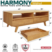 Carved Rubberwood Storage Coffee Table — additional product view 22