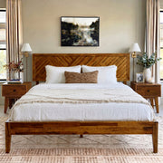 Chevron Parquet Solid Wood Bed Frame