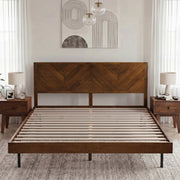 Chevron Hevea Wood Platform Bed