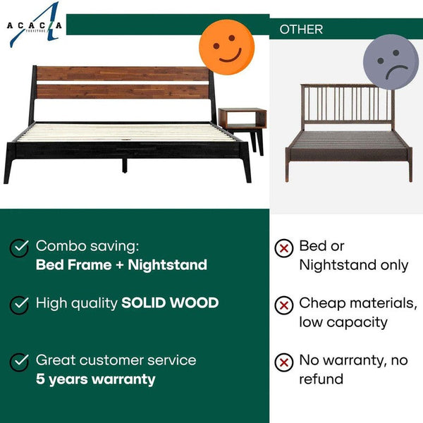 Callisto Solid Wood Bed Frame and Nightstand