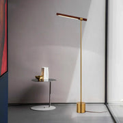 Wood-Grain Bar LED Floor Lamp